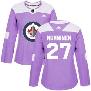 Dámské NHL Winnipeg Jets dresy 27 Teppo Numminen Authentic Nachový Adidas Fights Cancer Practice