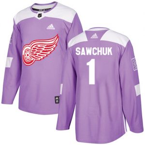 Pánské NHL Detroit Red Wings dresy 1 Terry Sawchuk Authentic Nachový Adidas Fights Cancer Practice