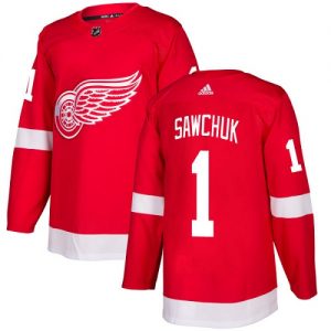 Pánské NHL Detroit Red Wings dresy 1 Terry Sawchuk Authentic Červené Adidas Domácí