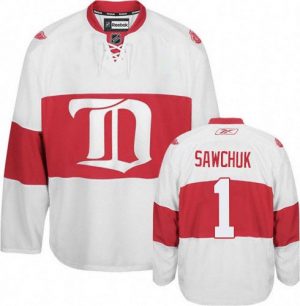 Pánské NHL Detroit Red Wings dresy 1 Terry Sawchuk Authentic Bílý Reebok Alternativní Winter Classic