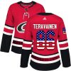 Dámské NHL Carolina Hurricanes dresy 86 Teuvo Teravainen Authentic Červené Adidas USA Flag Fashion