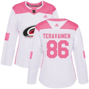 Dámské NHL Carolina Hurricanes dresy 86 Teuvo Teravainen Authentic Bílý Růžový Adidas Fashion