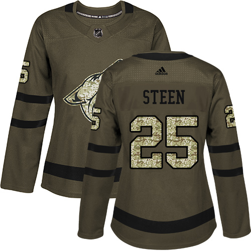 Dámské NHL Arizona Coyotes dresy 25 Thomas Steen Authentic Zelená Adidas Salute to Service
