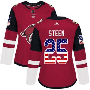 Dámské NHL Arizona Coyotes dresy 25 Thomas Steen Authentic Červené Adidas USA Flag Fashion