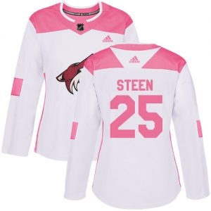Dámské NHL Arizona Coyotes dresy 25 Thomas Steen Authentic Bílý Růžový Adidas Fashion
