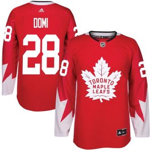 Pánské NHL Toronto Maple Leafs dresy 28 Tie Domi Authentic Červené Adidas Alternate