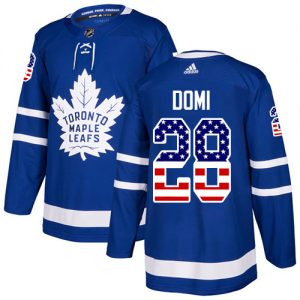 Pánské NHL Toronto Maple Leafs dresy 28 Tie Domi Authentic královská modrá Adidas USA Flag Fashion