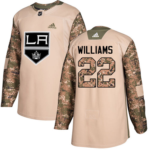 Pánské NHL Los Angeles Kings dresy 22 Tiger Williams Authentic Camo Adidas Veterans Day Practice
