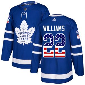 Pánské NHL Toronto Maple Leafs dresy 22 Tiger Williams Authentic královská modrá Adidas USA Flag Fashion