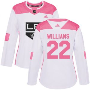 Dámské NHL Los Angeles Kings dresy 22 Tiger Williams Authentic Bílý Růžový Adidas Fashion