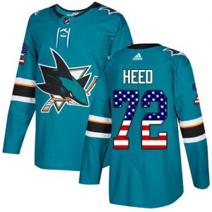 Dětské NHL San Jose Sharks dresy 72 Tim Heed Authentic Teal Zelená Adidas USA Flag Fashion