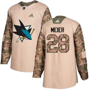 Pánské NHL San Jose Sharks dresy 28 Timo Meier Authentic Camo Adidas Veterans Day Practice