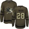 Pánské NHL San Jose Sharks dresy 28 Timo Meier Authentic Zelená Adidas Salute to Service