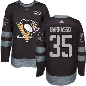 Pánské NHL Pittsburgh Penguins dresy 35 Tom Barrasso Authentic Černá Adidas 1917 2017 100th Anniversary