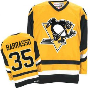 Pánské NHL Pittsburgh Penguins dresy 35 Tom Barrasso Authentic Throwback Zlato CCM