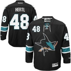 Pánské NHL San Jose Sharks dresy 48 Tomas Hertl Authentic Černá Reebok Alternativní hokejové dresy