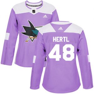 Dámské NHL San Jose Sharks dresy 48 Tomas Hertl Authentic Nachový Adidas Fights Cancer Practice