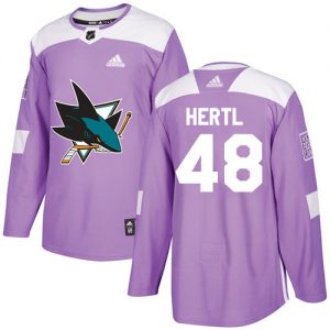 Dětské NHL San Jose Sharks dresy 48 Tomas Hertl Authentic Nachový Adidas Fights Cancer Practice