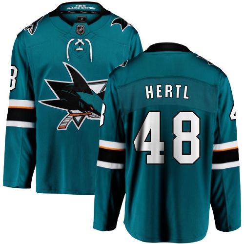 Pánské NHL San Jose Sharks dresy 48 Tomas Hertl Breakaway Teal Zelená Fanatics Branded Domácí