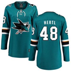 Dámské NHL San Jose Sharks dresy 48 Tomas Hertl Breakaway Teal Zelená Fanatics Branded Domácí