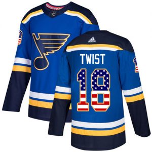 Pánské NHL St. Louis Blues dresy 18 Tony Twist Authentic modrá Adidas USA Flag Fashion
