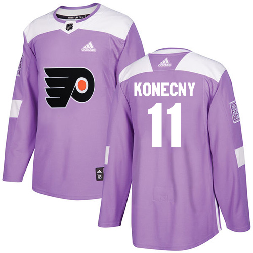 Pánské NHL Philadelphia Flyers dresy 11 Travis Konecny Authentic Nachový Adidas Fights Cancer Practice