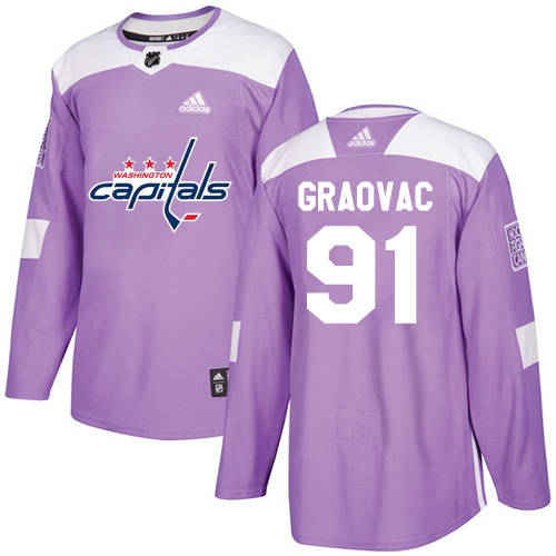 Pánské NHL Washington Capitals dresy 91 Tyler Graovac Authentic Nachový Adidas Fights Cancer Practice