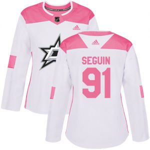 Dámské NHL Dallas Stars dresy 91 Tyler Seguin Authentic Bílý Růžový Adidas Fashion