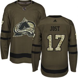 Pánské NHL Colorado Avalanche dresy 17 Tyson Jost Authentic Zelená Adidas Salute to Service