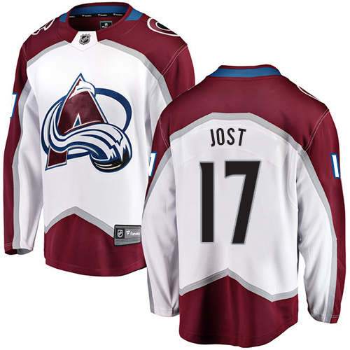 Pánské NHL Colorado Avalanche dresy 17 Tyson Jost Breakaway Bílý Fanatics Branded Venkovní