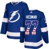 Pánské NHL Tampa Bay Lightning dresy 77 Victor Hedman Authentic modrá Adidas USA Flag Fashion