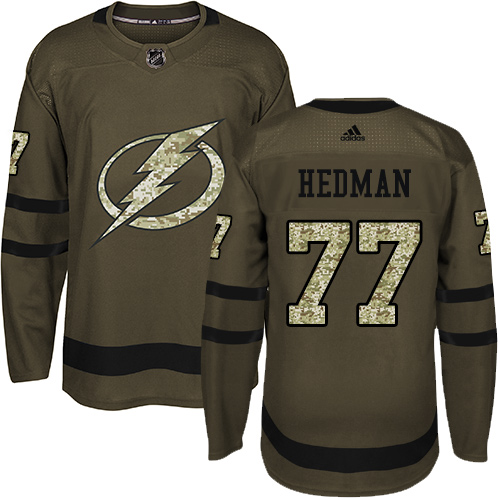 Pánské NHL Tampa Bay Lightning dresy 77 Victor Hedman Authentic Zelená Adidas Salute to Service