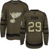 Pánské NHL St. Louis Blues dresy 29 Vince Dunn Authentic Zelená Adidas Salute to Service