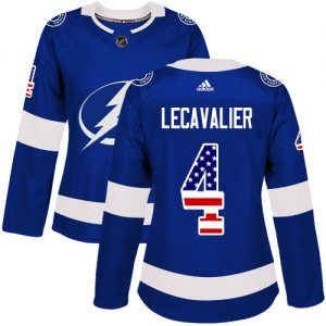 Dámské NHL Tampa Bay Lightning dresy 4 Vincent Lecavalier Authentic modrá Adidas USA Flag Fashion