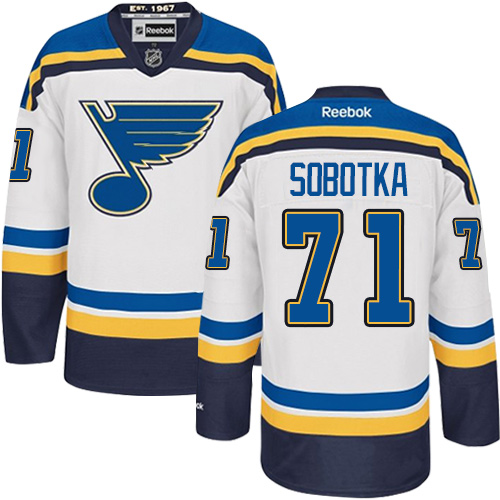 Pánské NHL St. Louis Blues dresy 71 Vladimir Sobotka Authentic Bílý Reebok Venkovní hokejové dresy