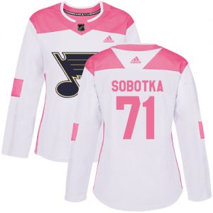 Dámské NHL St. Louis Blues dresy 71 Vladimir Sobotka Authentic Bílý Růžový Adidas Fashion
