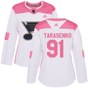 Dámské NHL St. Louis Blues dresy 91 Vladimir Tarasenko Authentic Bílý Růžový Adidas Fashion