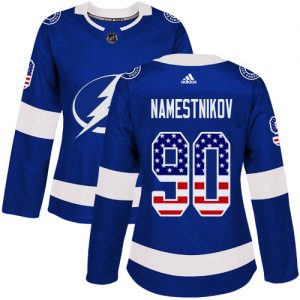 Dámské NHL Tampa Bay Lightning dresy 90 Vladislav Namestnikov Authentic modrá Adidas USA Flag Fashion