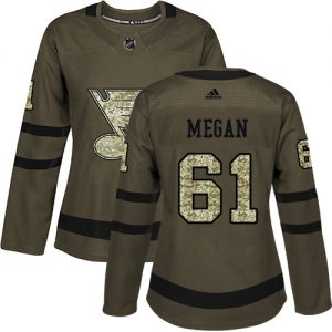 Dámské NHL St. Louis Blues dresy 61 Wade Megan Authentic Zelená Adidas Salute to Service