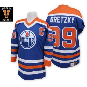Pánské NHL Edmonton Oilers dresy Wayne Gretzky 99 Authentic Throwback Námořnická modrá Mitchell and Ness