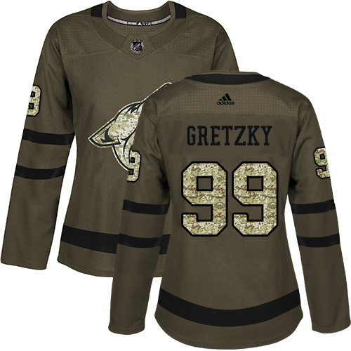 Dámské NHL Arizona Coyotes dresy Wayne Gretzky 99 Authentic Zelená Adidas Salute to Service
