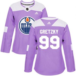 Dámské NHL Edmonton Oilers dresy Wayne Gretzky 99 Authentic Nachový Adidas Fights Cancer Practice