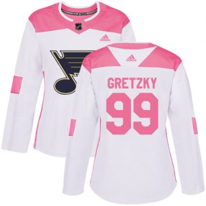 Dámské NHL St. Louis Blues dresy Wayne Gretzky 99 Authentic Bílý Růžový Adidas Fashion