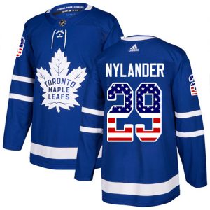 Pánské NHL Toronto Maple Leafs dresy 29 William Nylander Authentic královská modrá Adidas USA Flag Fashion