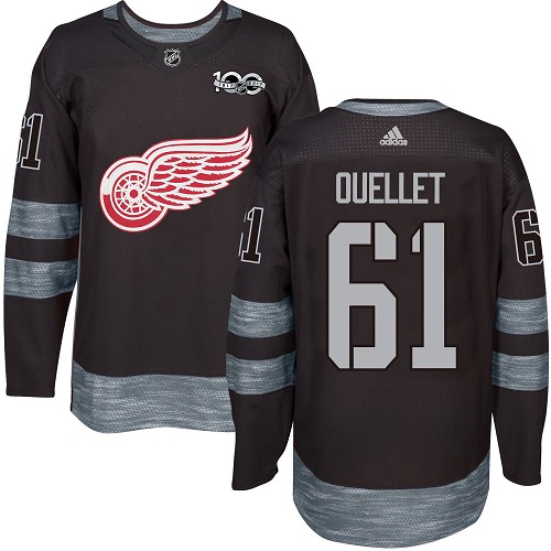 Pánské NHL Detroit Red Wings dresy 61 Xavier Ouellet Authentic Černá Adidas 1917 2017 100th Anniversary