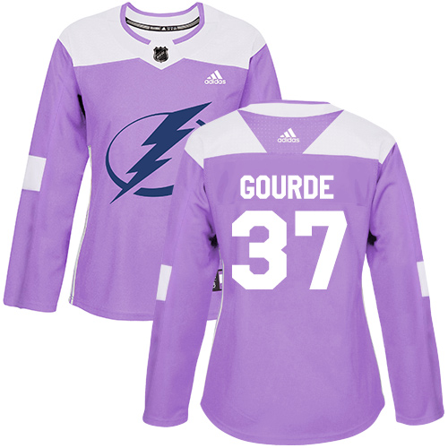 Dámské NHL Tampa Bay Lightning dresy 37 Yanni Gourde Authentic Nachový Adidas Fights Cancer Practice