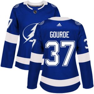 Dámské NHL Tampa Bay Lightning dresy 37 Yanni Gourde Authentic královská modrá Adidas Domácí