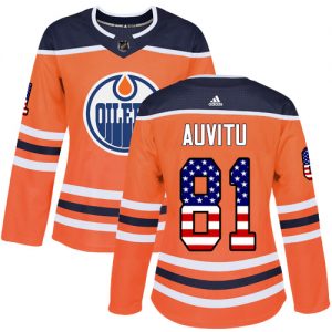 Dámské NHL Edmonton Oilers dresy 81 Yohann Auvitu Authentic Oranžový Adidas USA Flag Fashion