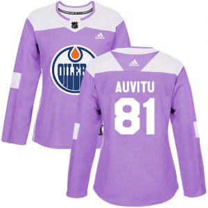 Dámské NHL Edmonton Oilers dresy 81 Yohann Auvitu Authentic Nachový Adidas Fights Cancer Practice