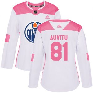 Dámské NHL Edmonton Oilers dresy 81 Yohann Auvitu Authentic Bílý Růžový Adidas Fashion